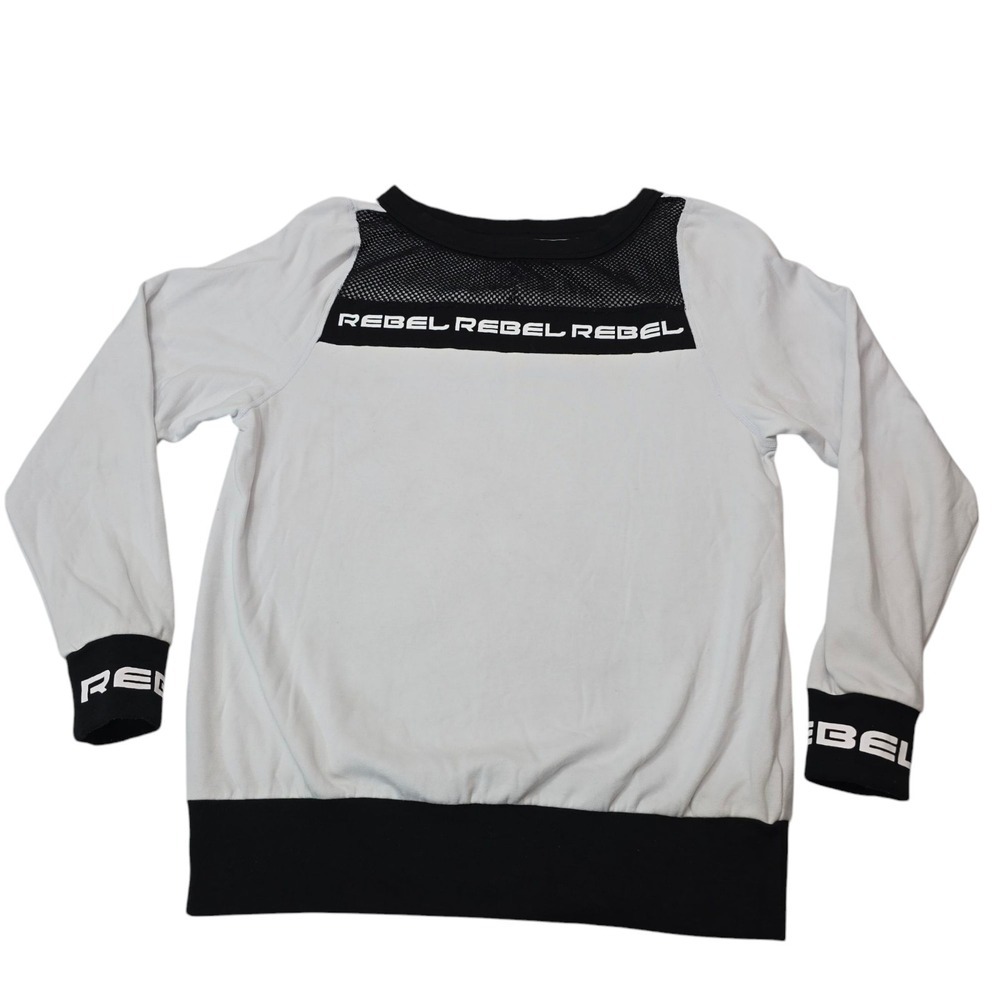 Rebel Athletics Cheer Long Sleeve Shirt Mesh Accent Cotton Stretch No Size Tag‎